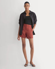 Scalloped Edge Short in Linen | Henna Red