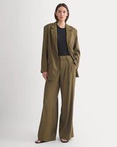 Wide-Leg Belted Pant in Stretch Linen | Beech | Regular