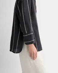 Popover Shirt in Linen | Black