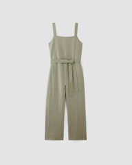 The Linen Side-Button Jumpsuit | Sage Green