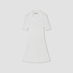The Ribbed Short-Sleeve Polo Dress | White