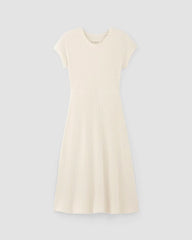 The Rib-Knit Cap-Sleeve Midi Dress | Bone