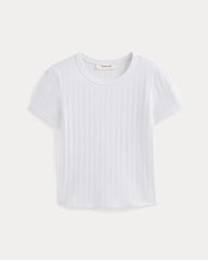 Cropped Crew in Pointelle | White