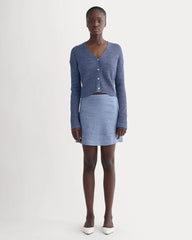 The Ribbed Cardigan in Cotton Linen | Indigo