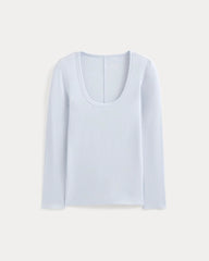 Luxe Rib Deep U-Neck Top | Skywriting