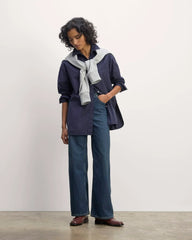 The Supima® Cotton Boyfriend Shirt | Navy / White