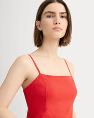 The Seamed Top in Stretch Linen | Classic Red