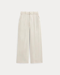 Wide-Leg Belted Pant in Stretch Linen | Birch | Long