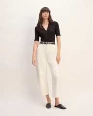 The Rib Soft Knit Open Collar Polo | Black