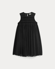 Twisted Pleated Mini Dress in Silk Georgette | Black