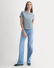 The Box-Cut Tee in Essential Cotton | Heathered Sea | No Pocket