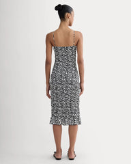 The Smocked Column Dress | Bone / Black Floral