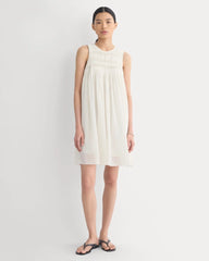 Twisted Pleated Mini Dress in Silk Georgette | Bone