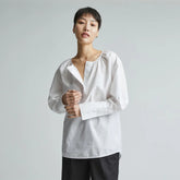 The Silky Cotton Balloon Sleeve Top | White