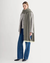 Plush Alpaca Scarf | Mid Grey Heather/ Bone
