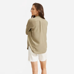 The Washable Silk Relaxed Shirt | Covert Green