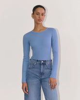 The Luxe Rib Long-Sleeve Crew | Bluebell