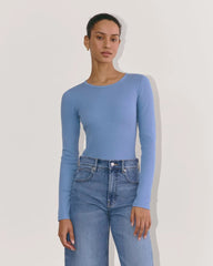 The Luxe Rib Long-Sleeve Crew | Bluebell