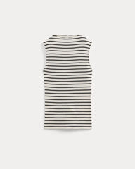 The Luxe Rib Funnel-Neck Tank | Bone / Black