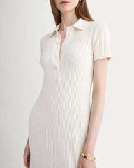 The Cozy Rib Polo Dress | Bone
