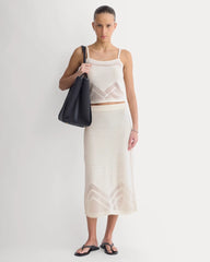 Lace-Knit Maxi Skirt | Bone