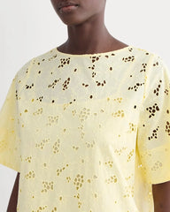 The Eyelet Mini Shift Dress | Light Yellow