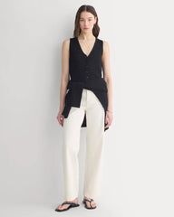 Button-Front Tank in Tape Yarn | Black