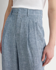 The Linen Way-High® Drape Pant | White / Blue