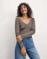 The Off-Shoulder Top in Ultrasoft Merino | Heather Cocoa