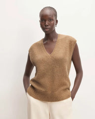 The Alpaca V-Neck Vest | Tiger's Eye