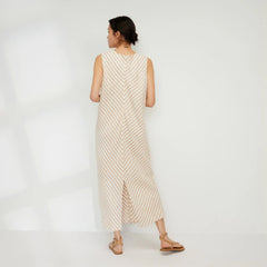 The Linen Bias Cut Dress | Bone / Caramel