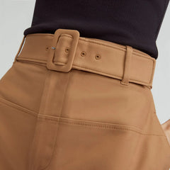The Structured Cotton Belted Pant | Toasted Coconut