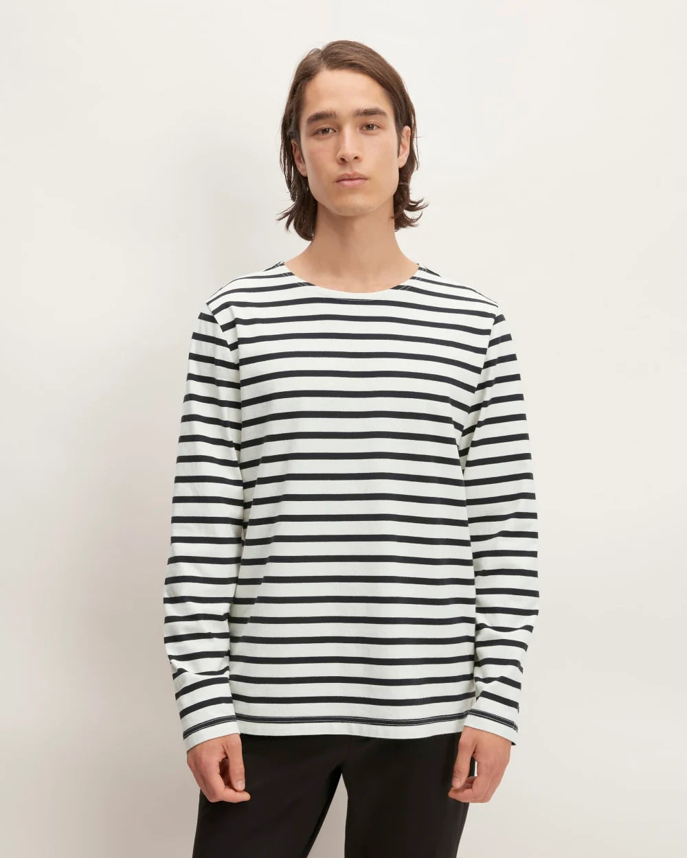 The Premium-Weight Long-Sleeve Mariner Tee |  Canvas / Black