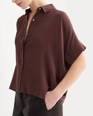 The Boxy Shirt in Washable Silk | Deep Plum