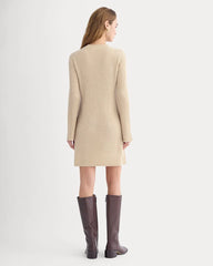 Cashmere Long-Sleeve Mini Dress | Heather Light Camel