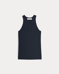 The Pointelle Racerback Tank in Ultrafine Merino | Navy
