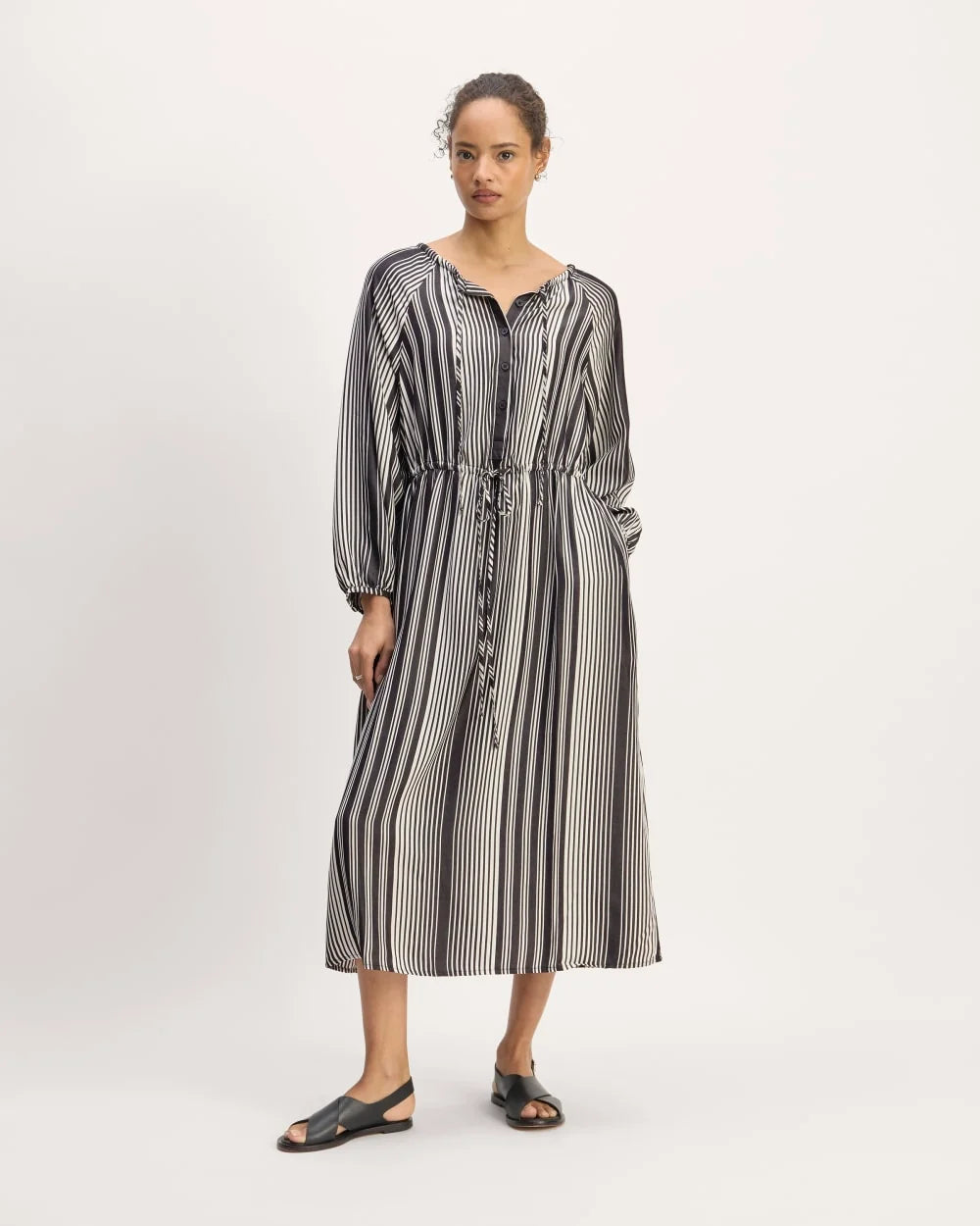 The TENCEL™ Gathered Maxi Dress | Black / Bone