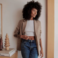 The Pima Micro-Rib Cropped Long-Sleeve Crew | White