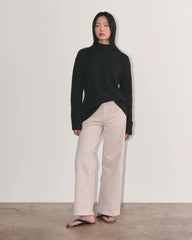 The Mockneck Sweater in Plush Cotton | Black Confetti