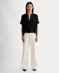 The Boxy Shirt in Washable Silk | Black