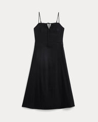 Tie-Neck Dress in Stretch Linen | Black