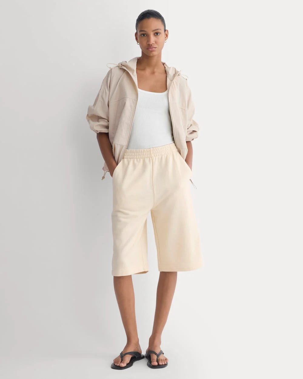 Lightweight Terry Long Shorts | Parchment