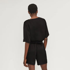 The Satin Relaxed Tee | Black