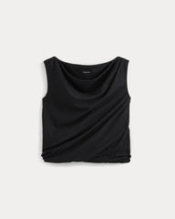 Boatneck Twisted Top in Essential Cotton | Black