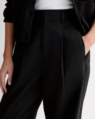 The Draper Pleated Pant in Buttersmooth | Black | 32" Inseam