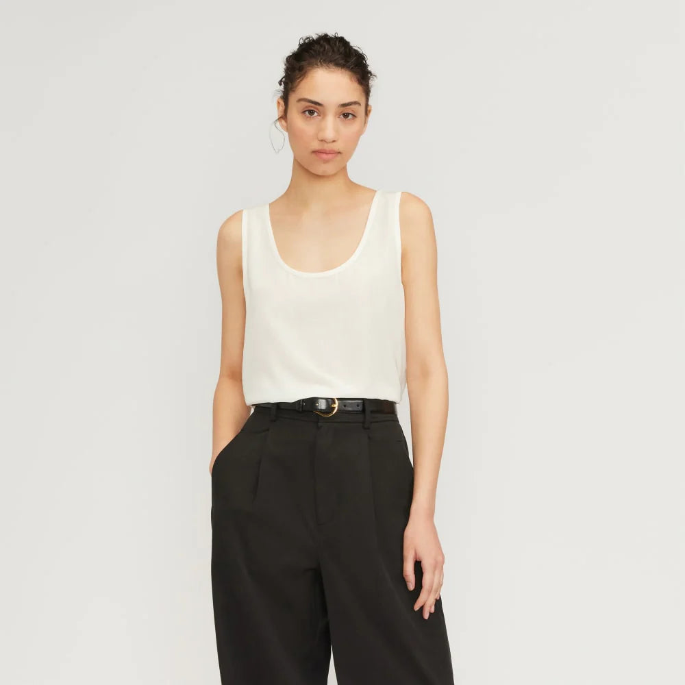 The Scoop Tank in Washable Silk | Off-White