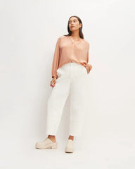 The Washable Clean Silk Shirred Blouse | Blush Pink