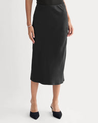 Slip Skirt in Silk Charmeuse | Black