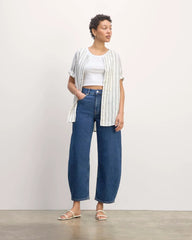 The Bib Shirt in Linen | Bone/Navy