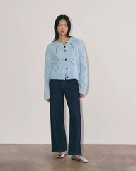 The Pointelle Cardigan in Cloud | Chambray Blue